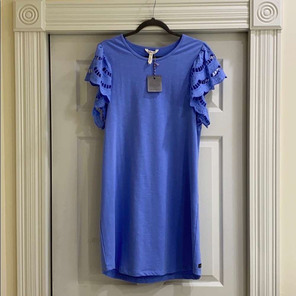 Matilda Jane Blue Dress with Eyelet Sleeves No Tags